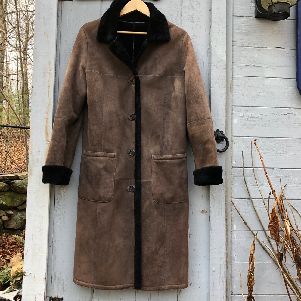 Dominic Bellissimo Shearling Coat Brown Black US Large EUC